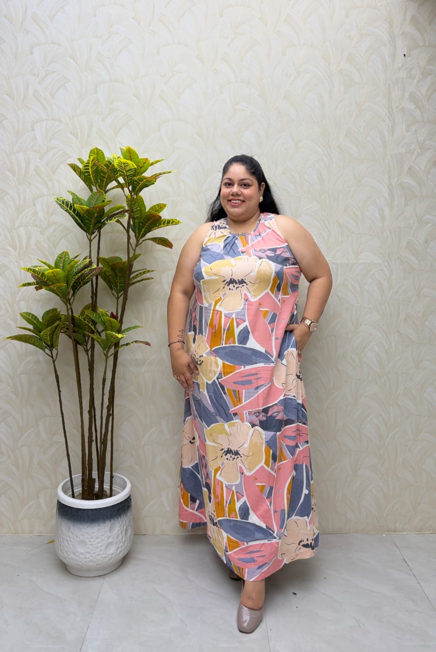 Jenzie Maxi Floral Cotton Dress with Pocket