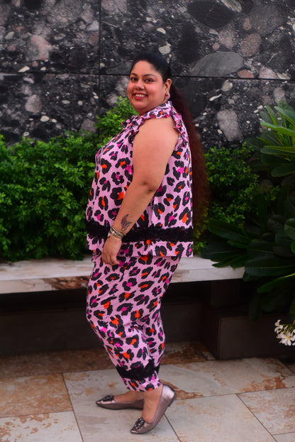 Pink Leopard Print Coord Set