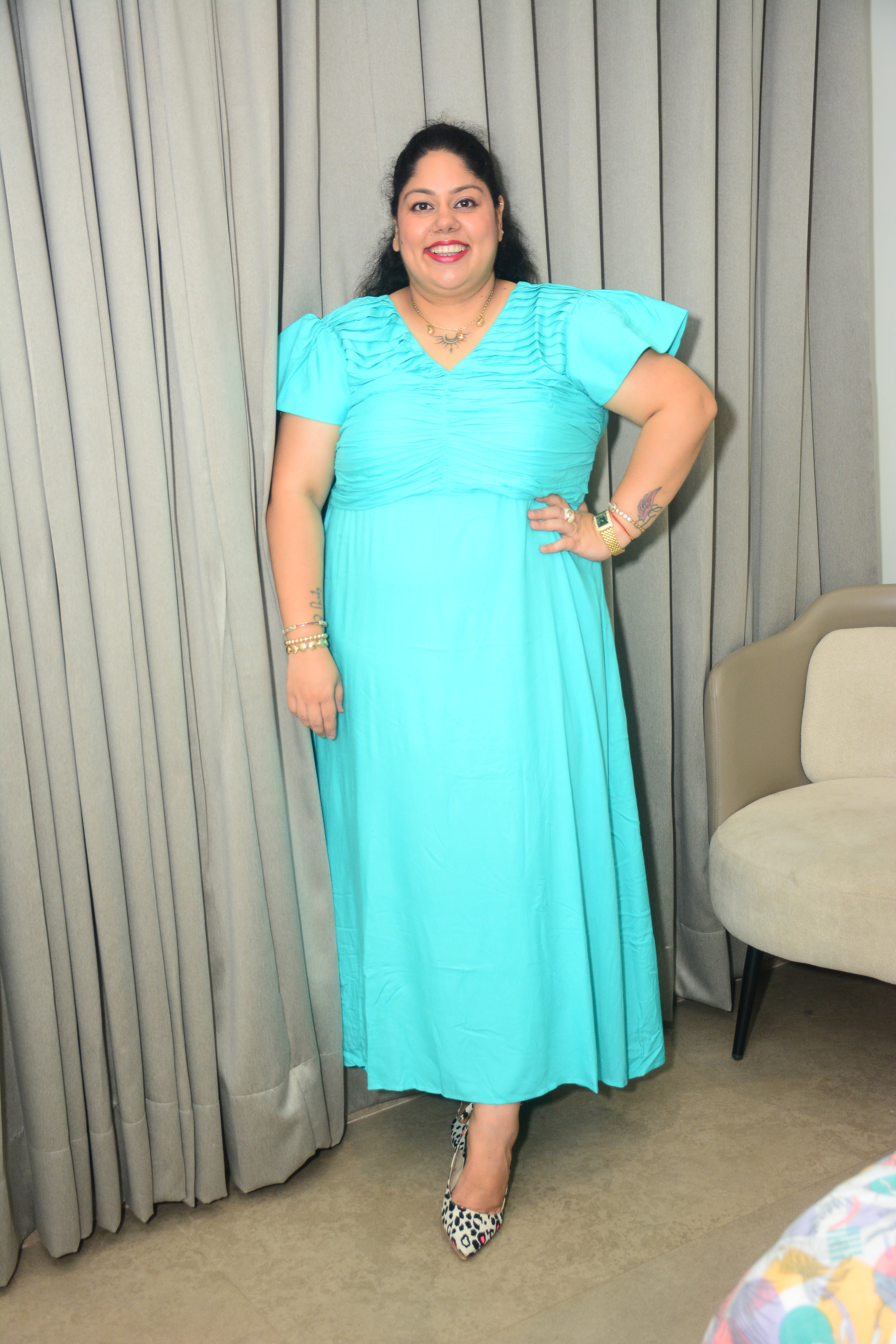Firozi Ruched Dress