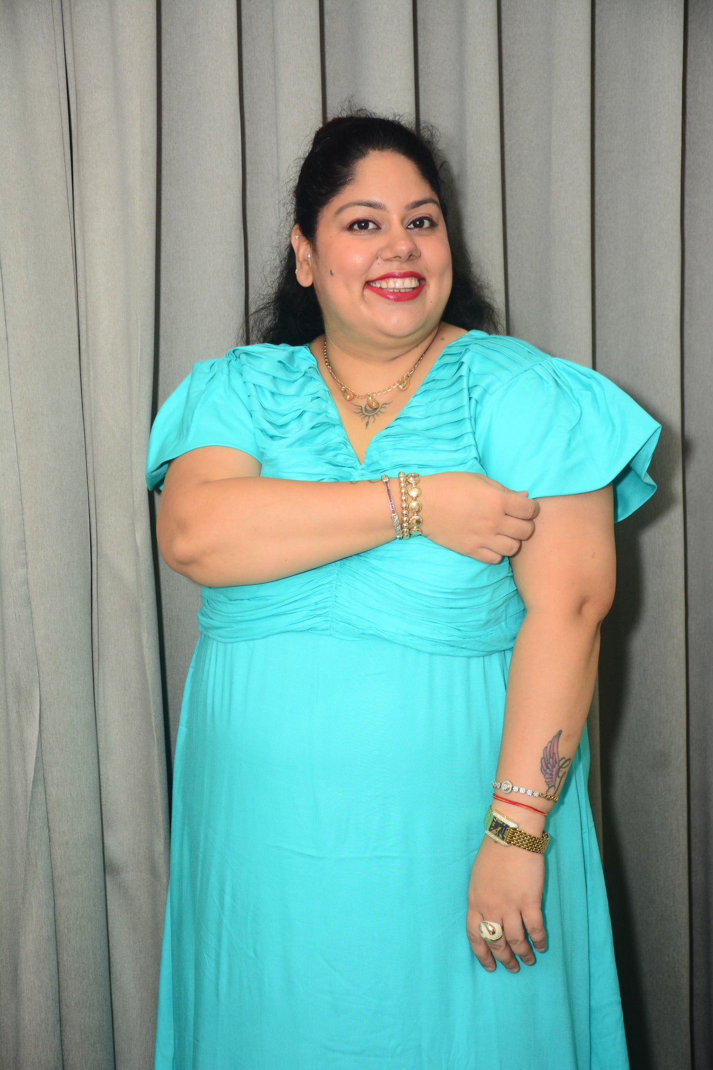 Firozi Ruched Dress
