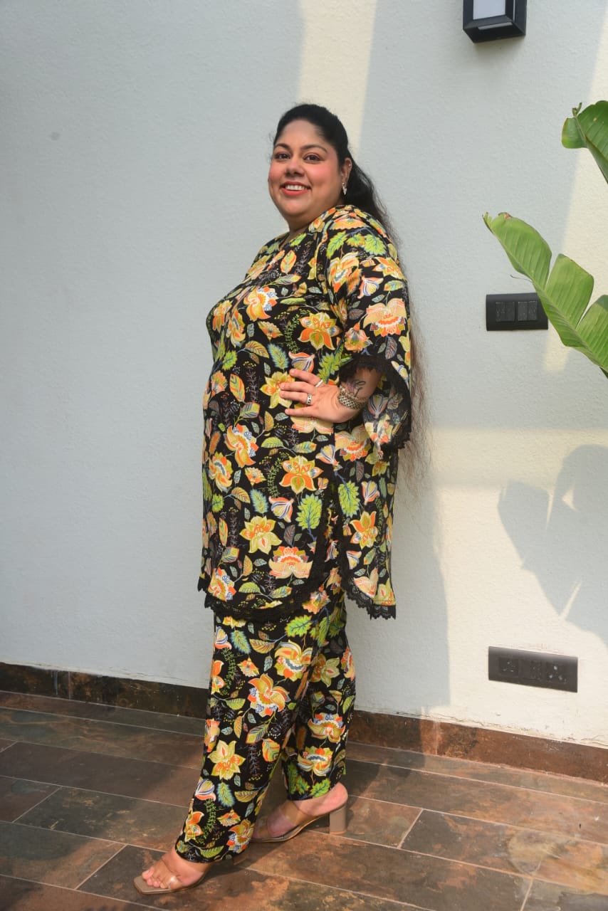 Black Vintage Print Salwar Set