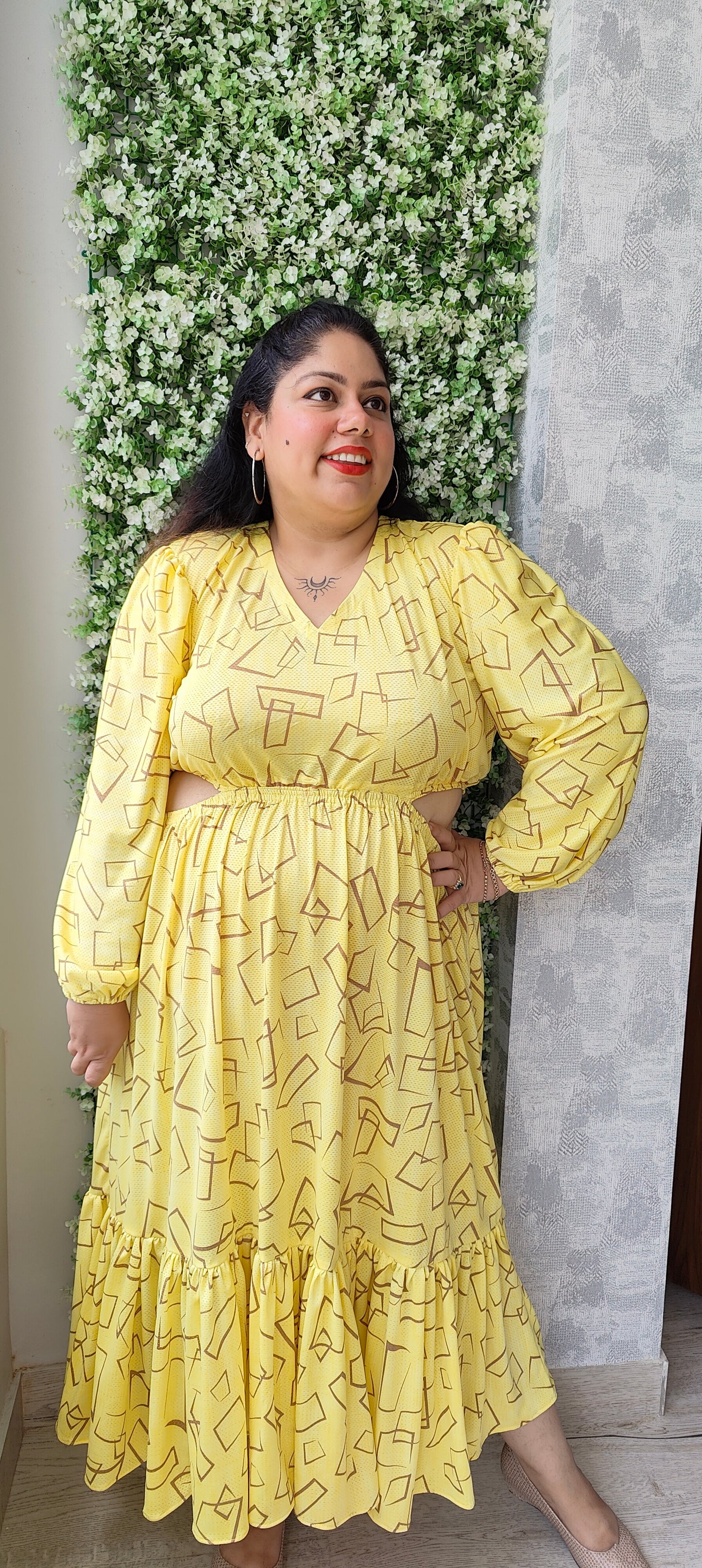 Yellow Side Cutout Dress