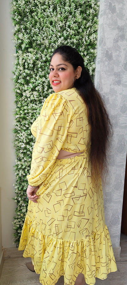 Yellow Side Cutout Dress