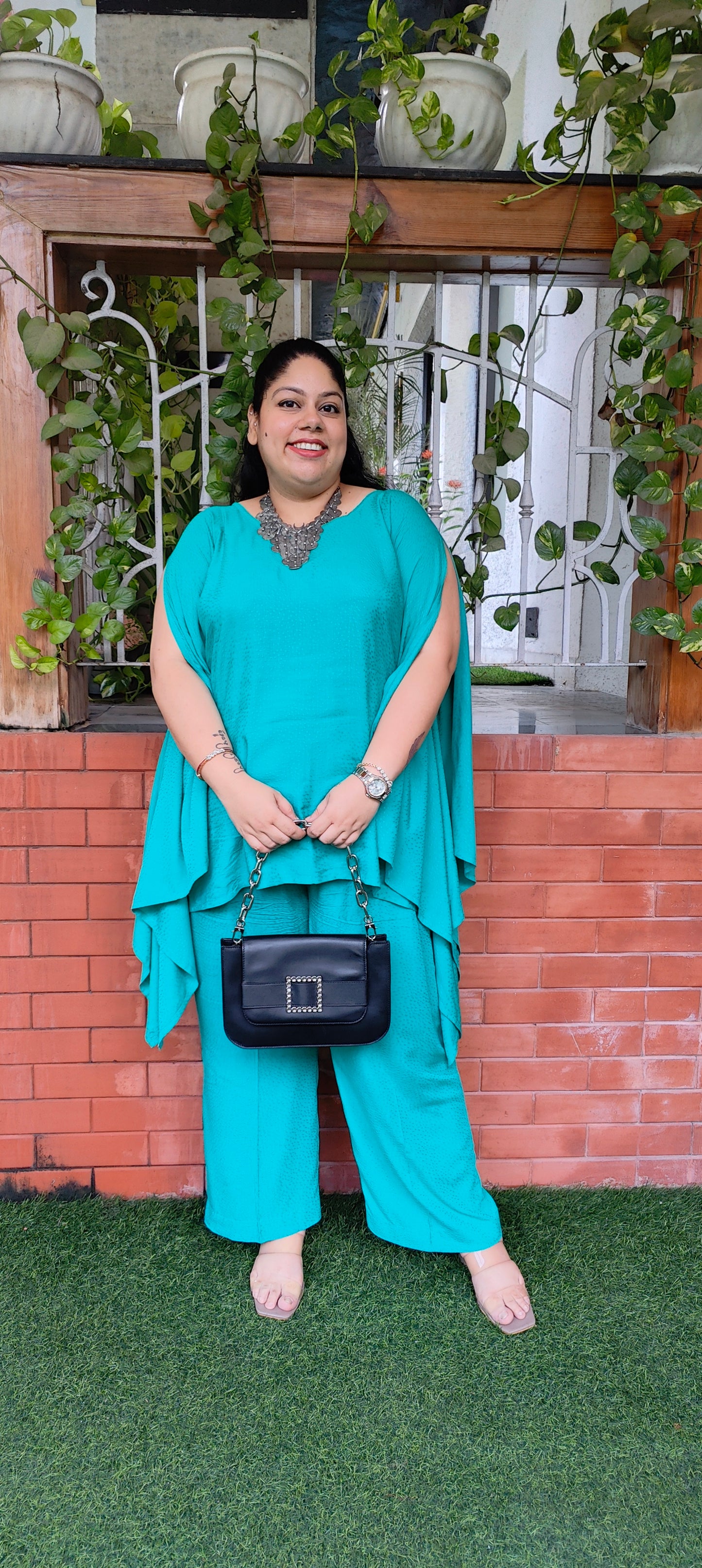 Green Kaftan Cape Co-ord Set