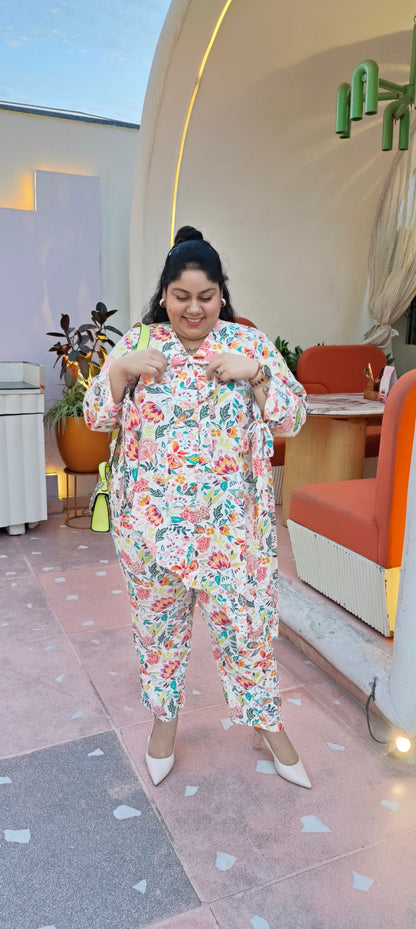 White Multicolored Knot Co-ord Set