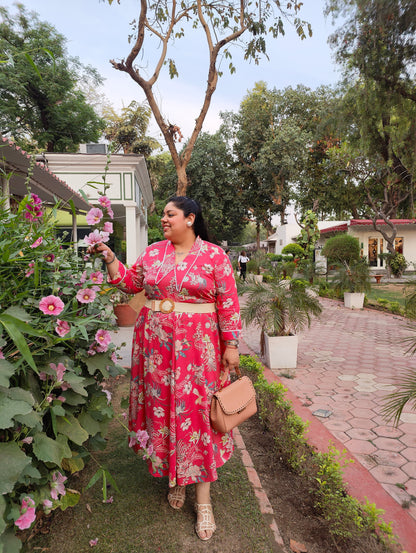 Pink Statement Collar Dress