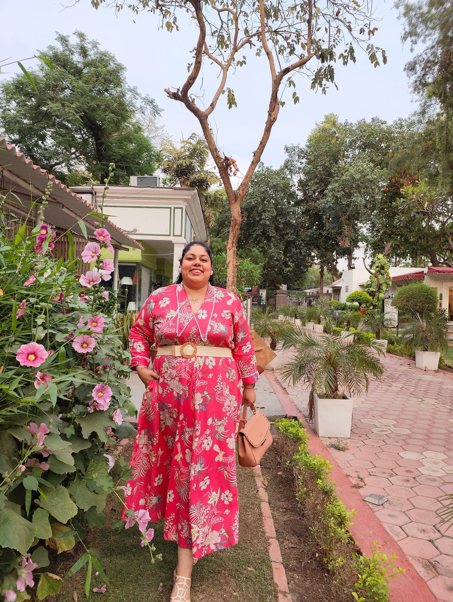 Pink Statement Collar Dress