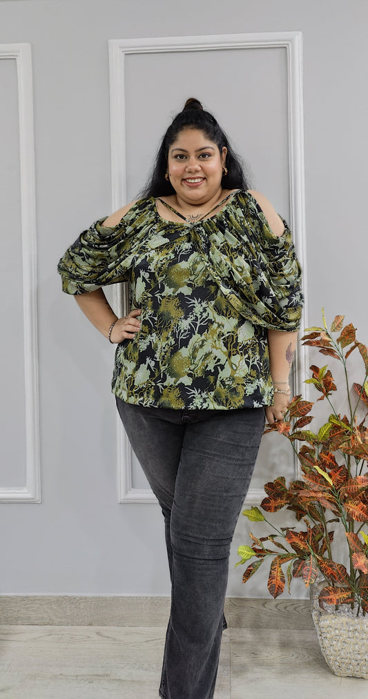 Black & Green Top
