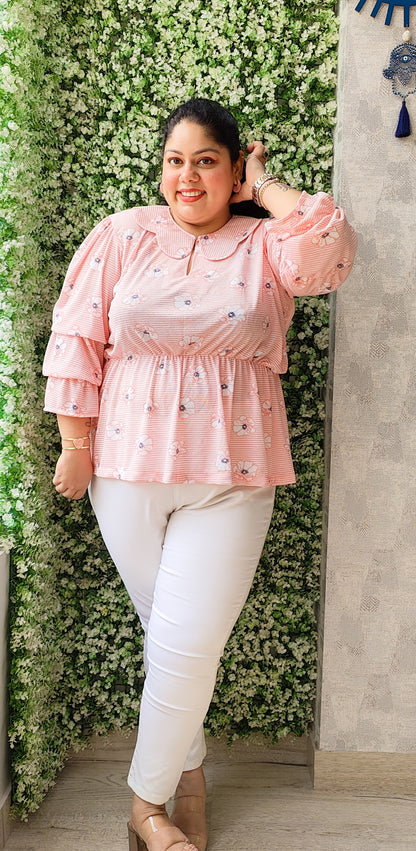 Pink Statement Collar Top