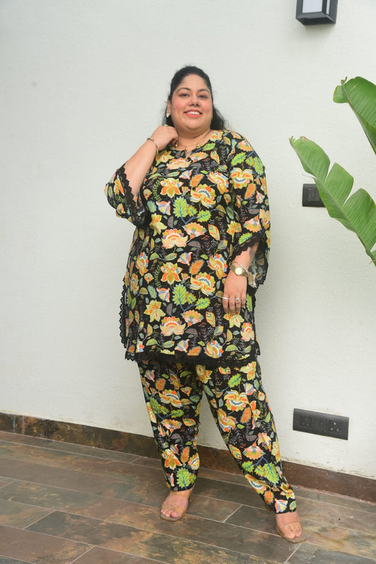 Black Vintage Print Cotton Salwar Set for Women – Farshi Salwar Coord Set