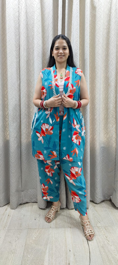 Teal Art Bloom Co-Ord Set