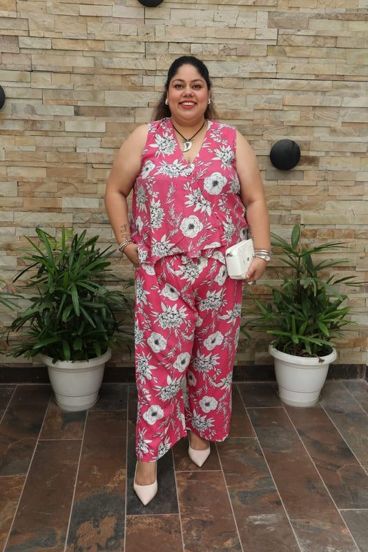Pink Overlap Floral Co-ord Set