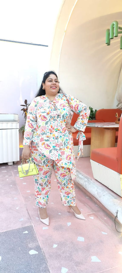 White Multicolored Knot Co-ord Set