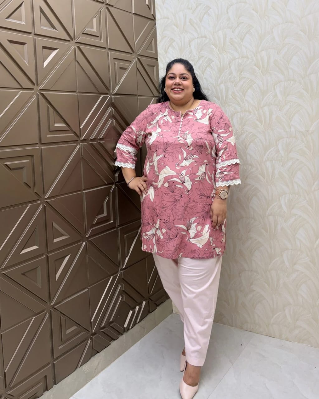 Pink & Ivory Kurta Salwar Cotton Co-Ord Set