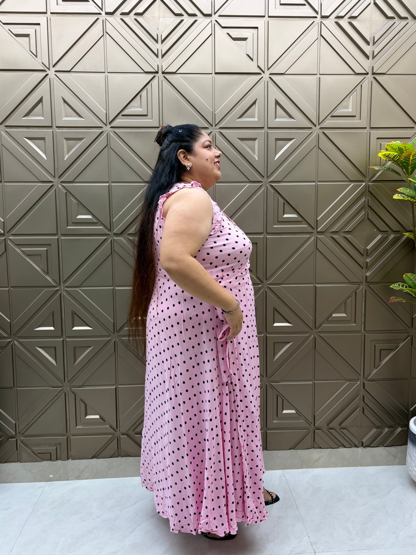 Pink Polka Dot Wrap Dress