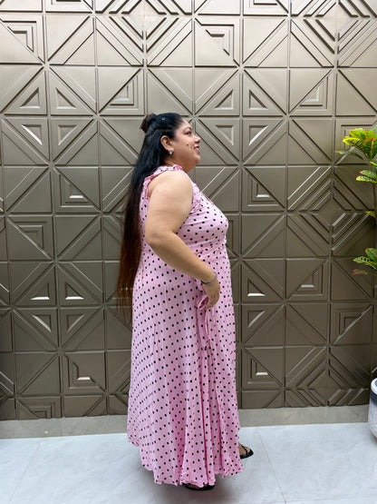 Pink Polka Dot Wrap Dress