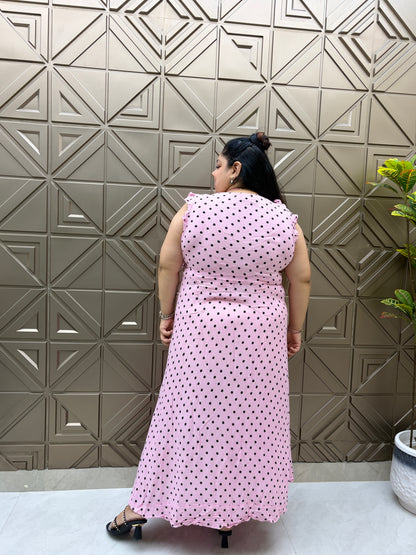 Pink Polka Dot Wrap Dress