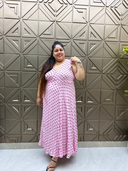 Pink Polka Dot Wrap Dress