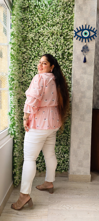 Pink Statement Collar Top
